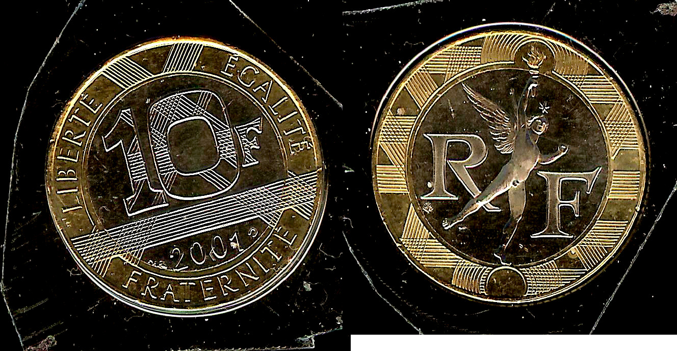 10 francs Genie 2001 FDC
